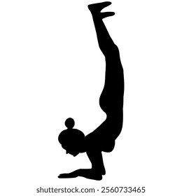 A black silhouette of fitness woman doing yoga workout