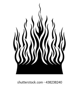 Black Silhouette Flame, Flame tattoo tribal vector design sketch. Fire black isolated template logo on white background.