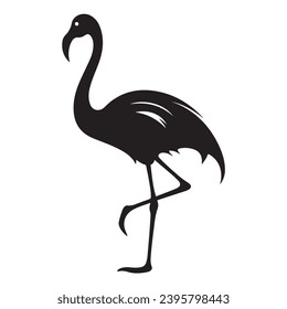 A black Silhouette flamingo animal 