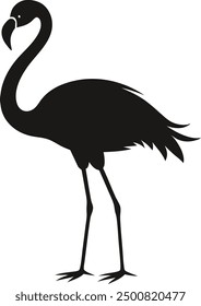 Black silhouette flamingo logo vector, flamingo silhouette on a white background, Flamingo flat icon. vector illustration