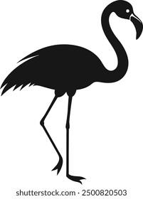 Black silhouette flamingo logo vector, flamingo silhouette on a white background, Flamingo flat icon. vector illustration