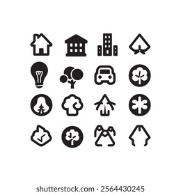 Black silhouette flat icon set isolated Different shapes vector style with white background