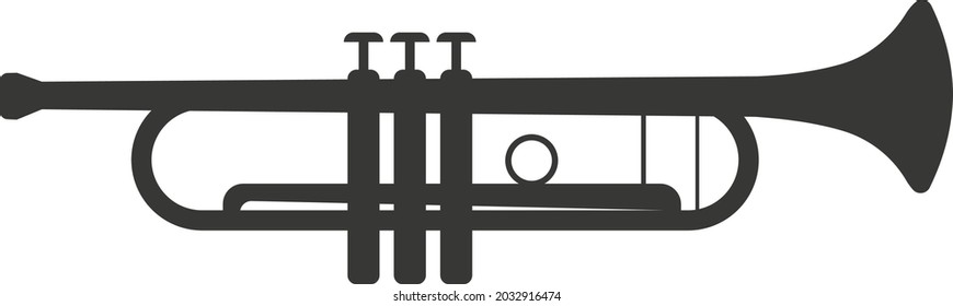 Black silhouette of a flat pipe with mouthpieces. Vector illustration of a handmade pipe. A musical wind instrument. The image is isolated on a white background.