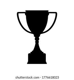 Black silhouette Flat trophy cup icon. Trophy Icon. Winner Cup. Vector Illustration