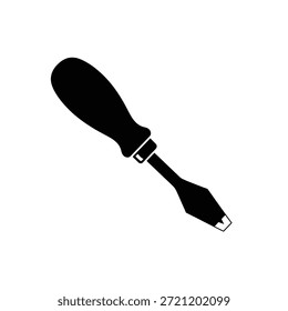 Black silhouette of a flathead screwdriver on a white background.