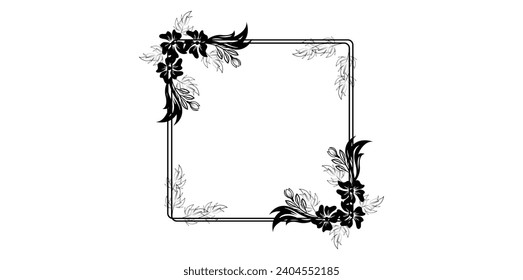 Black silhouette of flower with frame