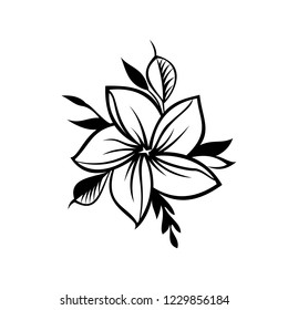 Black silhouette of the flower icon vector, floral logo, eco sign