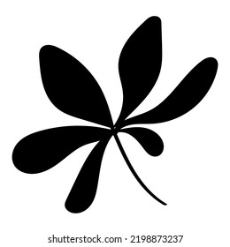 Black silhouette of a flower leaf. Vector isolated element on a white background. A hand-drawn plant.