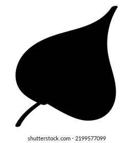 Black silhouette of a flower leaf. Vector isolated element on a white background. A hand-drawn plant.