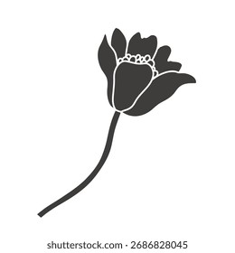 Black silhouette of a flower. Simple vector illustration.