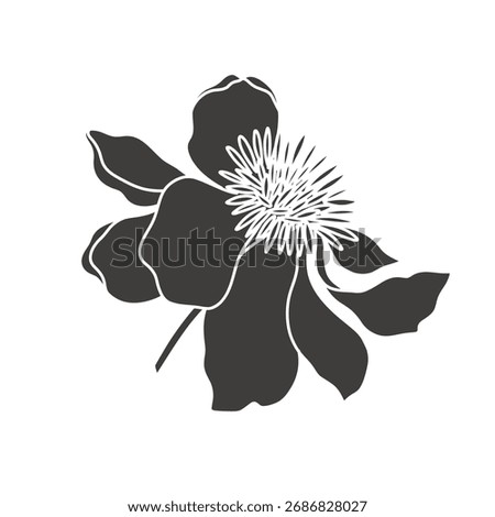 Black silhouette of a flower. Simple vector illustration.