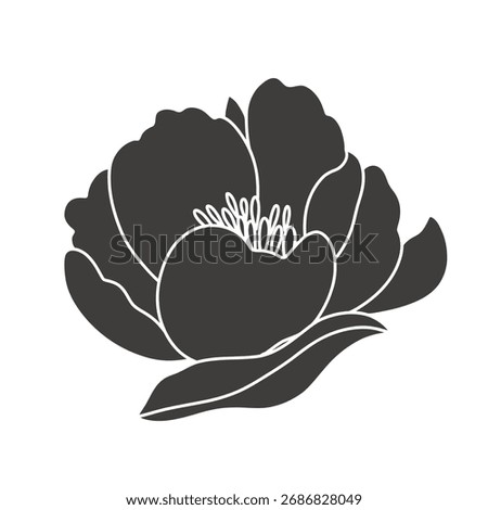 Black silhouette of a flower. Simple vector illustration.