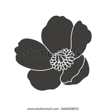 Black silhouette of a flower. Simple vector illustration.