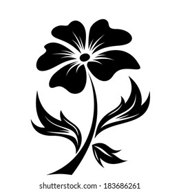 Black silhouette of flower. Vector illustration.