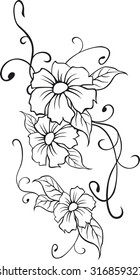 Black Silhouette Flower Vector Tattoo Illustration Stock Vector ...