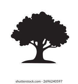 Black silhouette of a flowering tree with multiple blossoms and buds, symbolizing spring, nature, or growth.