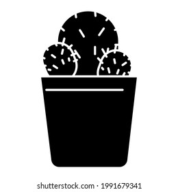 black silhouette flowerpot pot on white background. Ecology concept. Decoration floral. Vector illustration. Stock image.