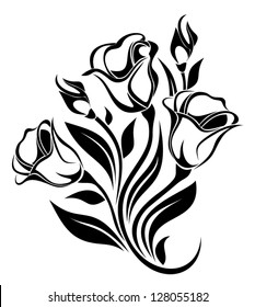 Black silhouette of flowers ornament. Vector illustration.