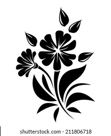 Black Silhouette Flowers Vector Illustration Stock Vector (Royalty Free ...