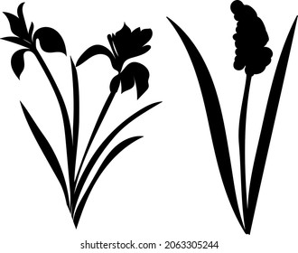 vector de flores de silueta negra aisladas