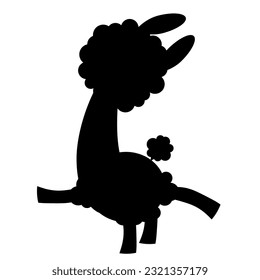 Black silhouette of a fluffy alpaca