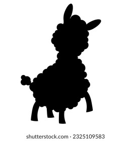 Black silhouette of a fluffy cartoon llama