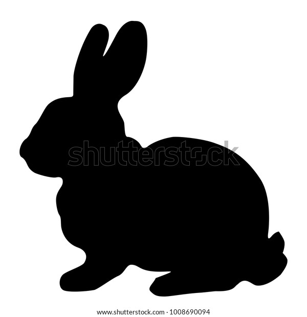 Black Silhouette Fluffy Rabbit Hare Sitting Stock Vector (Royalty Free ...