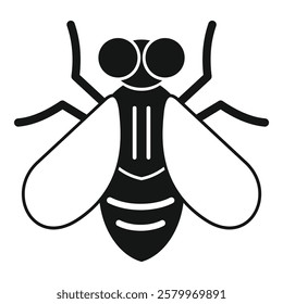 Black silhouette of a fly spreading germs, simple style for logo or icon