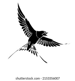 Black Silhouette Flying Barn Swallow On Stock Vector (Royalty Free ...