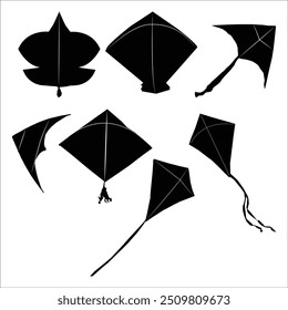 Black silhouette of flying kite