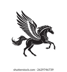 Black Silhouette of Flying Pegasus