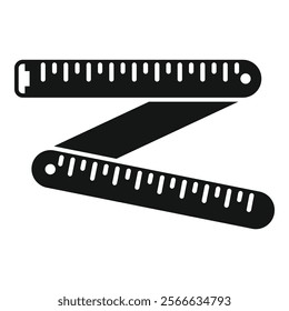 Black silhouette of a folding ruler, a tool used for measuring length and dimensions in various professions