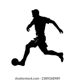 Black silhouette of football player, vector illustration isolated on a white background