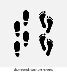 Black silhouette of footprint. Human footprint track. Footprint clip. Vector illustration.