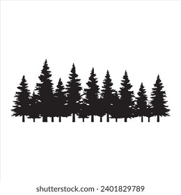 Conjunto de un bosque de silueta negra
