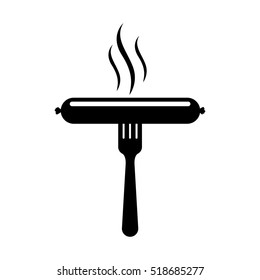 black silhouette fork with sausage and aroma