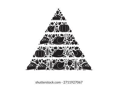 A black silhouette forms a pyramid shape on a white background.