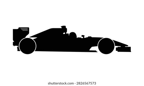 black silhouette of a formula racing car side view for sports branding