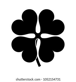 Black silhouette of a four leaves clover, isolated.