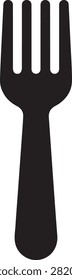 Black silhouette of a four-tined table fork on a white background