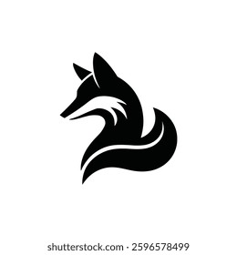 Black Silhouette Fox Logo – Elegant Minimalist Vector Icon