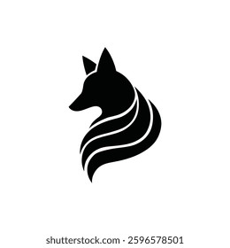 Black Silhouette Fox Logo – Elegant Minimalist Vector Icon