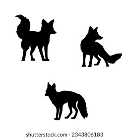 Black silhouette of foxs on white background. black icon of a fox. vector illustration of a vermin. black logo for fox.