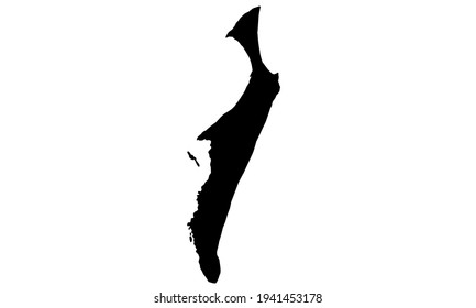 Black silhouette of a Fraser Island map with Australia on white background