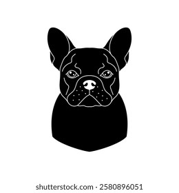 Black silhouette of a french bulldog. Perfect for cutting on a laser printer.