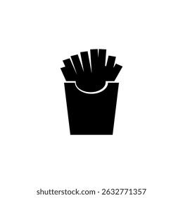 Black silhouette of a french fries container for fast food concepts