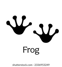 Black silhouette frog footprint isolated on white