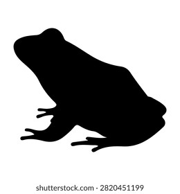 Black silhouette of a frog in side profile, highlighting its body shape and limbs, suitable for nature or wildlife themes.