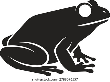Black silhouette of a frog sitting