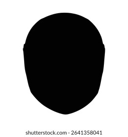 Black silhouette of a full-face motorcycle helmet, minimalist style.